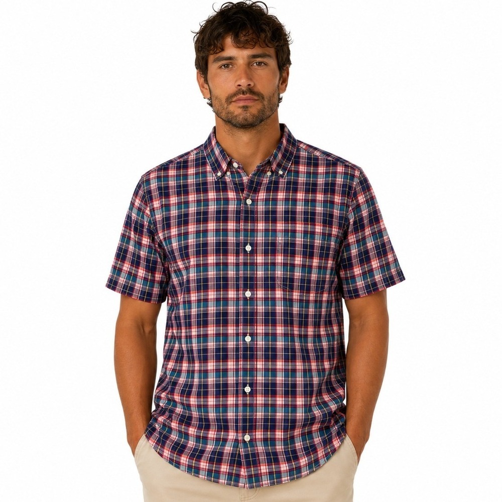 Hawker Rye Button Down Shirt Mens XL Multi Color Plaid Stretch Short Sleeve